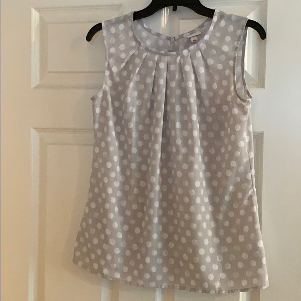 Grey and white polka dot blouse